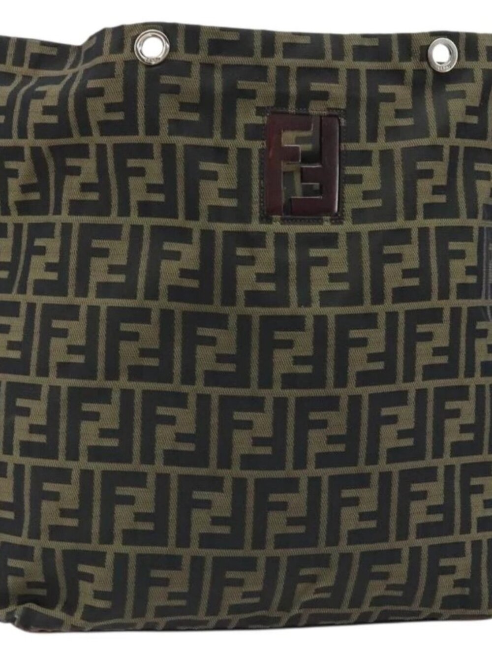 FENDI Zucca Canvas Drawstring Bag Clutch Bag Black Brown Auth ep13685